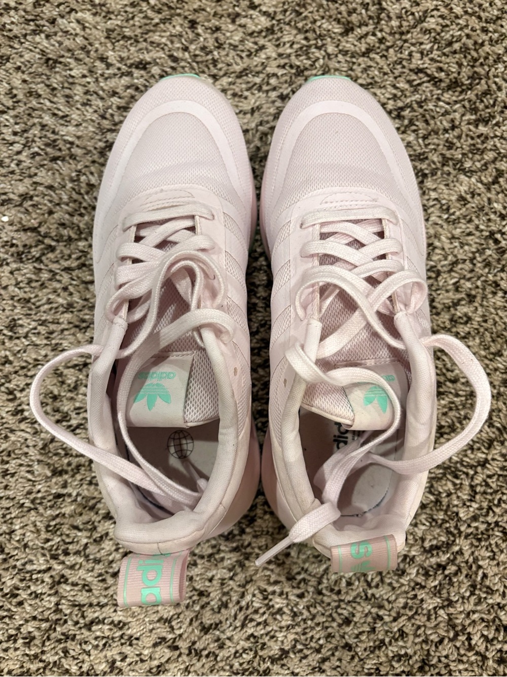 adidas Women’s Light Pink Athletic Sneakers with Mint Accents